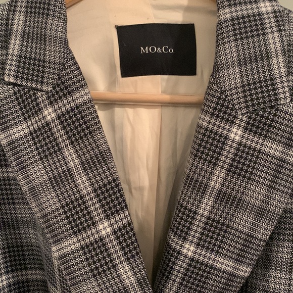 Mo&co designer long gray plaid trench coat blazer belt waist - medium - Picture 9 of 11